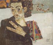 Egon Schiele Self-Portrait with Black Clay Vase and Spread Fingers (mk12) France oil painting artist